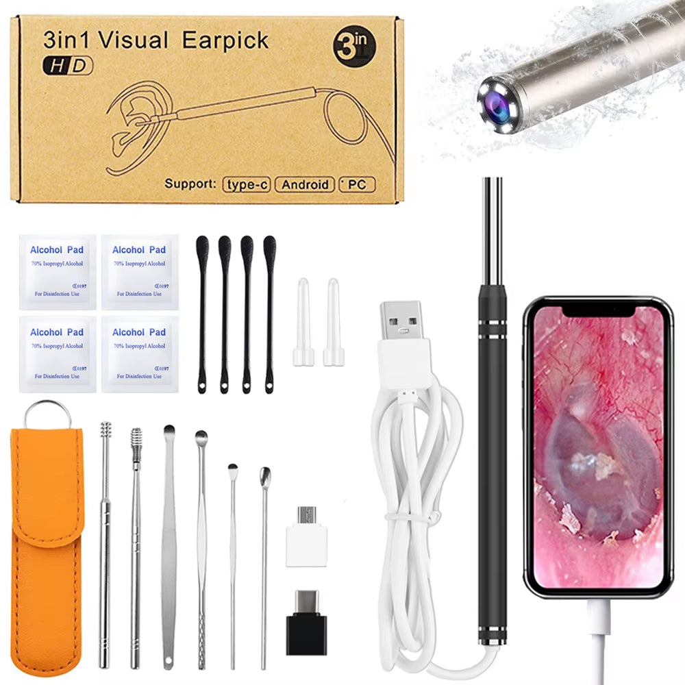 Ear Wax Removal USB Otoscope Cleaner Cleaning Pick Tool LED Light Camera Endoscope Clean Earwax Remover Personal Health Care